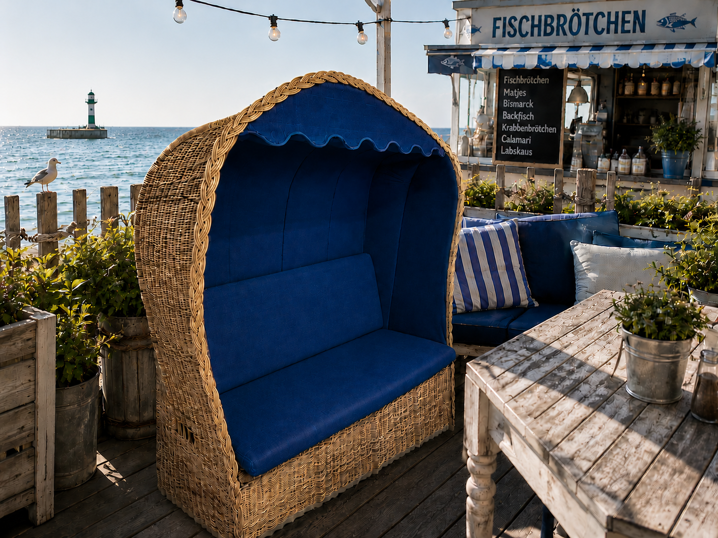 "RETRO STRANDBANK" Dreisitzer Naturgeflecht Boondoot – Bild 3