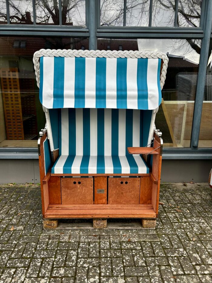 Lagerverkauf original Heringsdorfer perlenzian/ weiß gestreift – Bild 3